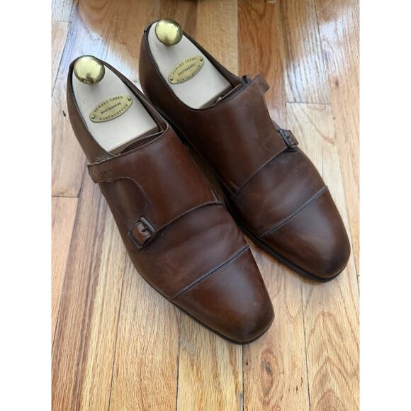 Edward Green WESTMINSTER UK8.5 US 9. Dark Oak Antique Double Monk w/Lasted Trees - Picture 1 of 7